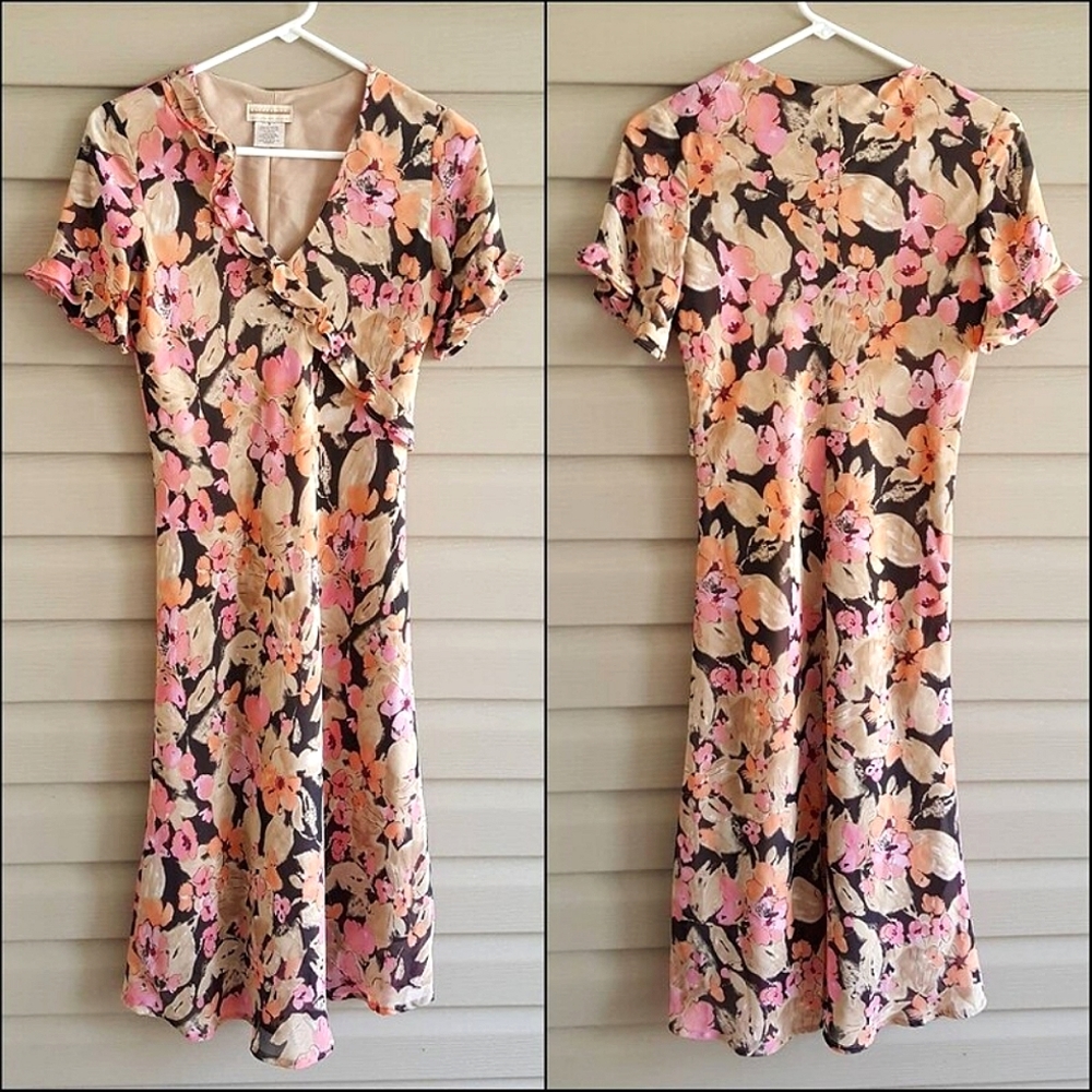 VTG 90's Expressions floral poppy print dress